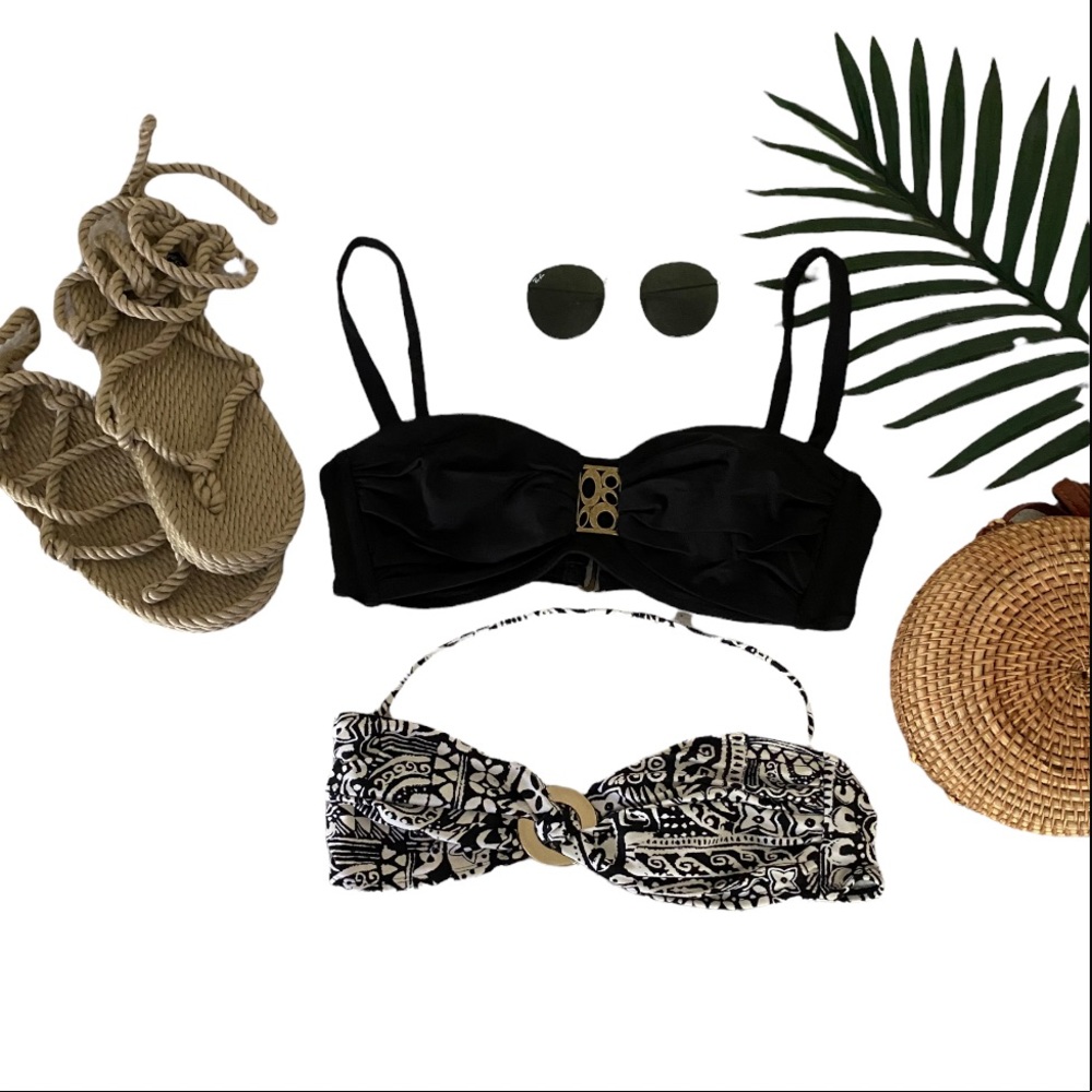 🌸🌺 Black and White Swim Tops Bundle | Medium🌸🌺